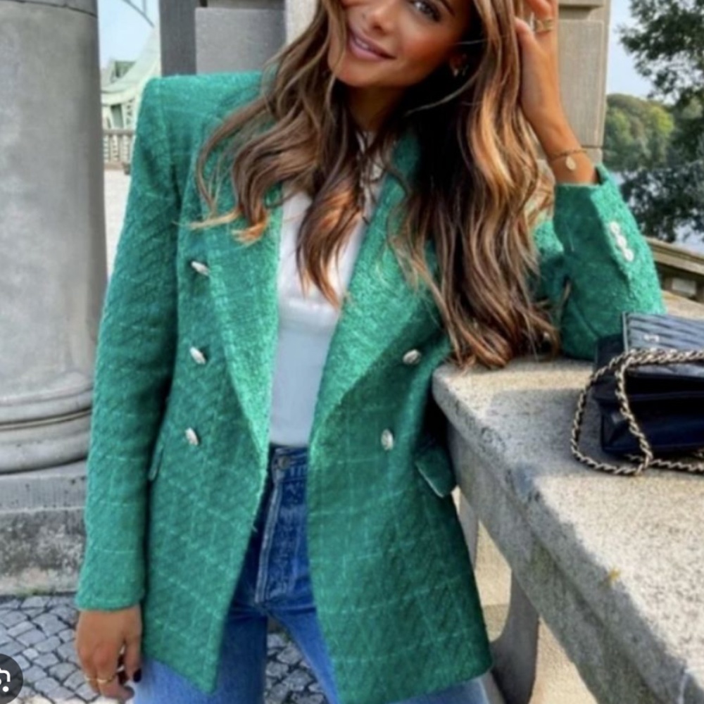 Zara green wool blazer
